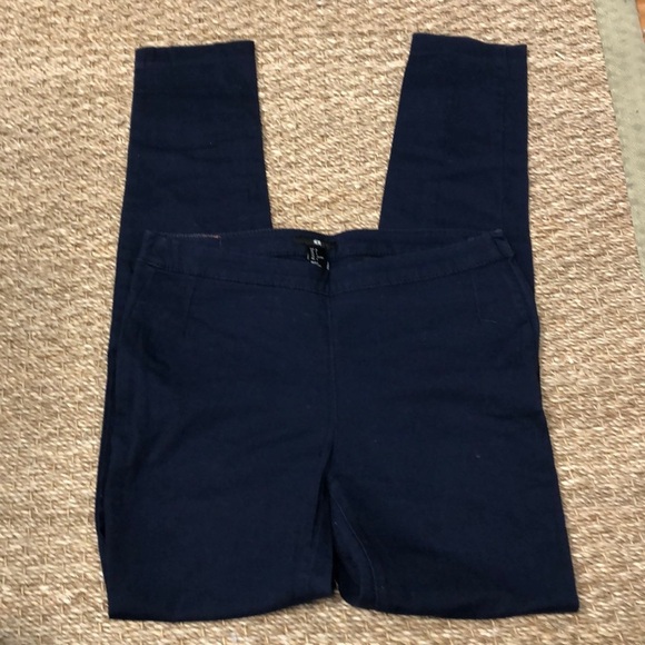 H&M HIGH WAISTED NAVY PANTS SIZE 6 - Picture 1 of 3
